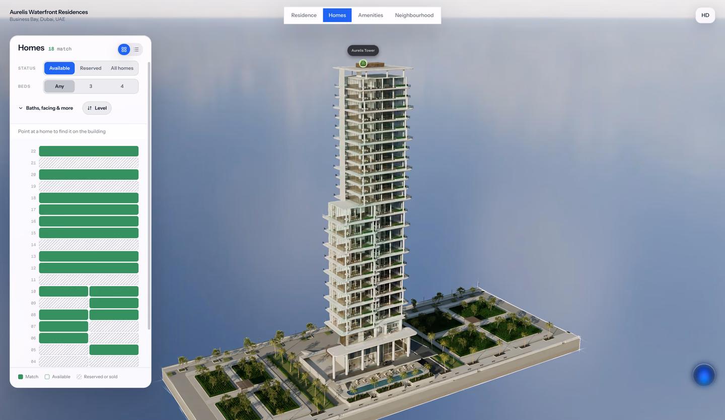 Apartment selection in the illustrative Aurelis FORM concept development