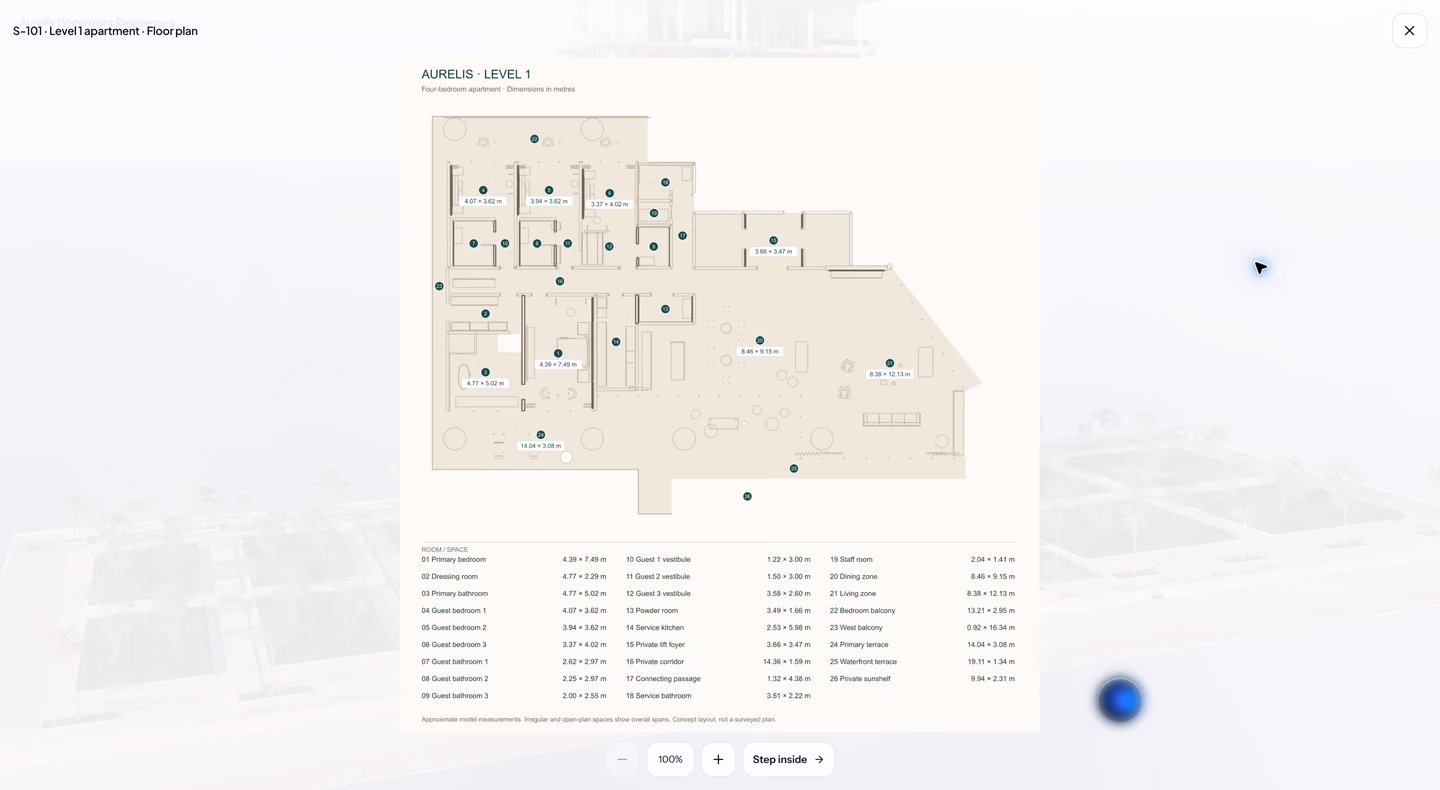 Home layout and floor plan in the Aurelis FORM concept demonstration
