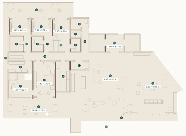 Expanded floor plan of the Aurelis four-bedroom apartment