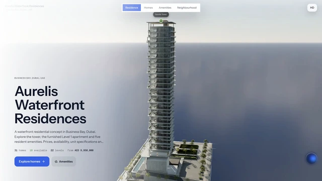 Aurelis conversation replay: exterior, home selection, furnished apartment, pool terrace and neighbourhood map