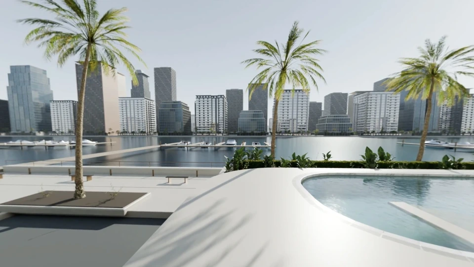 The pool terrace the AI guide took a visitor to