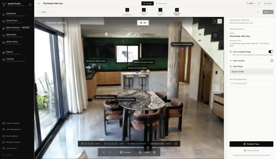 Spatial Studio tour editor